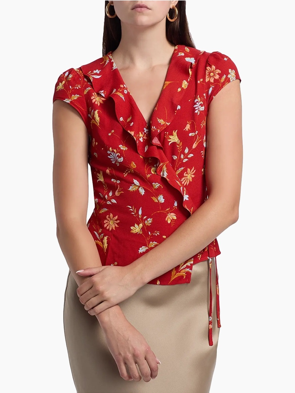 NWT REFORMATION Clemence Floral Crepe Wrap Top (129)